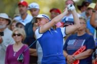 Charley Hull of Team Europe hits from the 15th tee during Day Two of the Solheim Cup (Image Source: Getty)